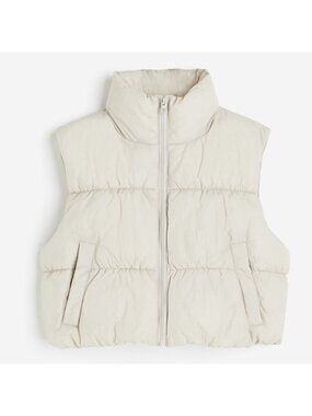 H&M Divided Women's Light taupe Puffer Cropped Vest size M